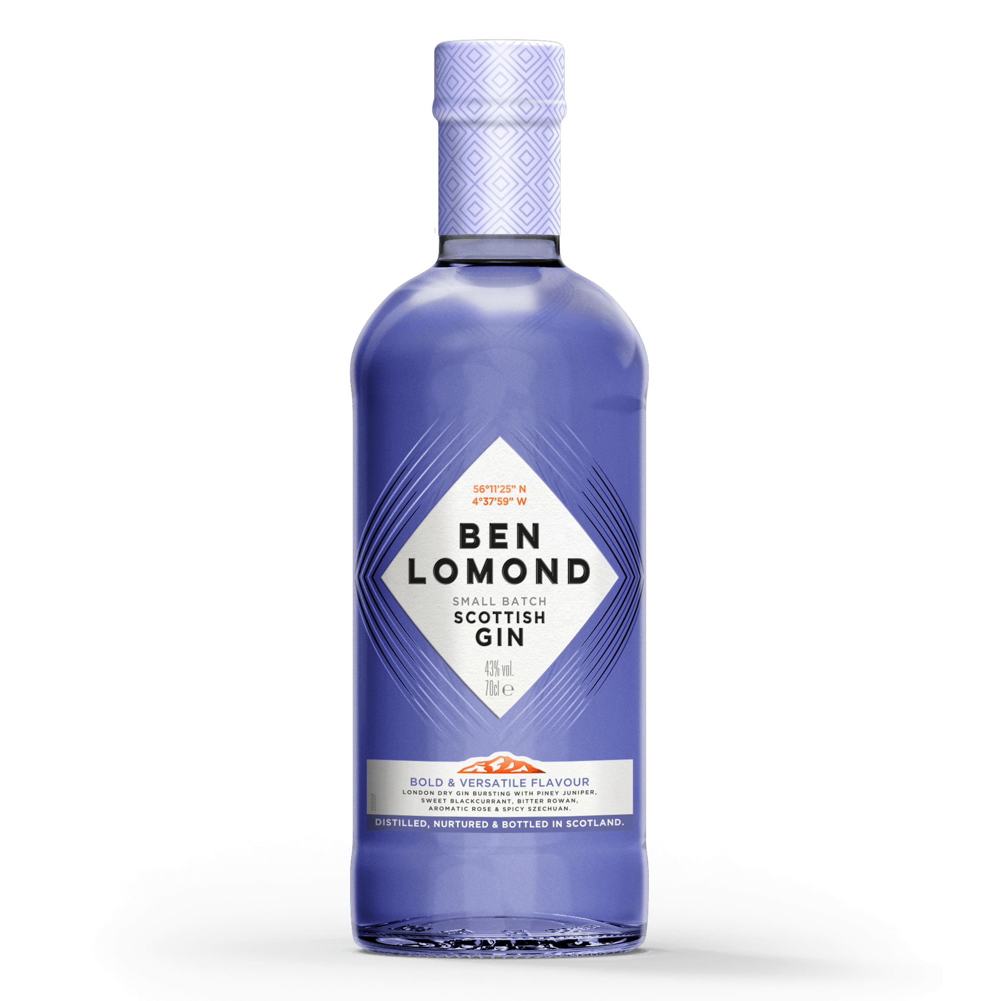Bottle of Ben Lomond Scottish Gin on a black background