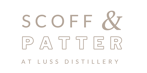 Logo of Scoff & Patter at Luss Distillery on a white background