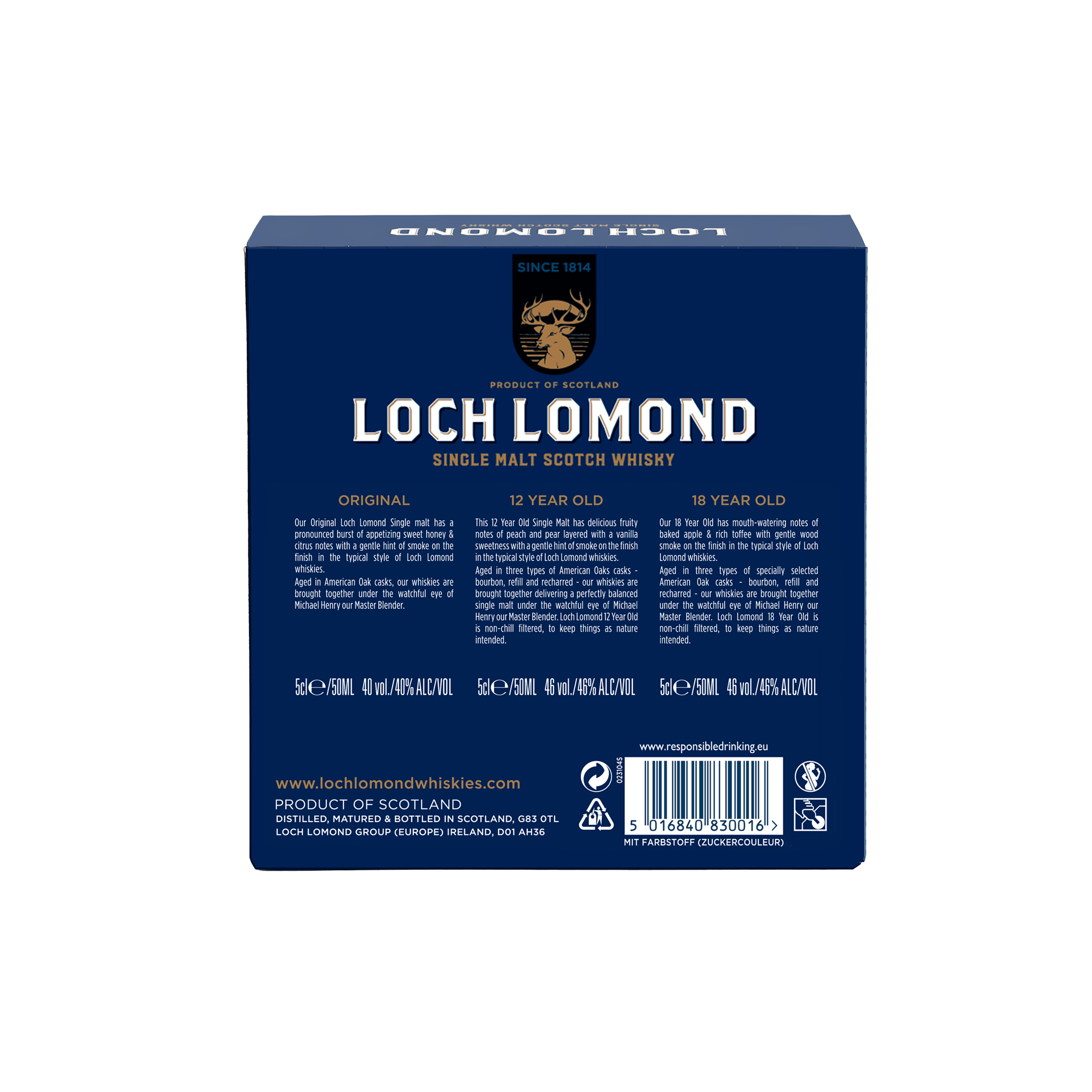 Loch Lomond Original, 12 & 18 Year Old Whisky Tasting Gift Set (3x5cl)