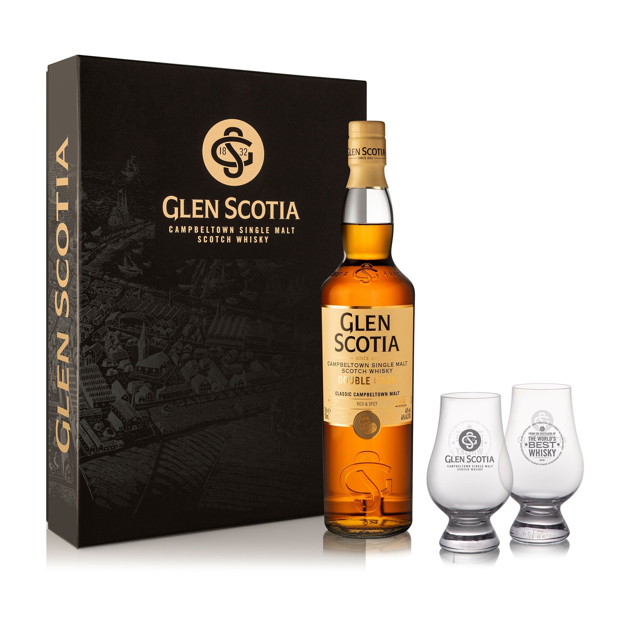 Buy Glen Scotia Double Cask Whisky Gift Set with glasses | Luss Dis
