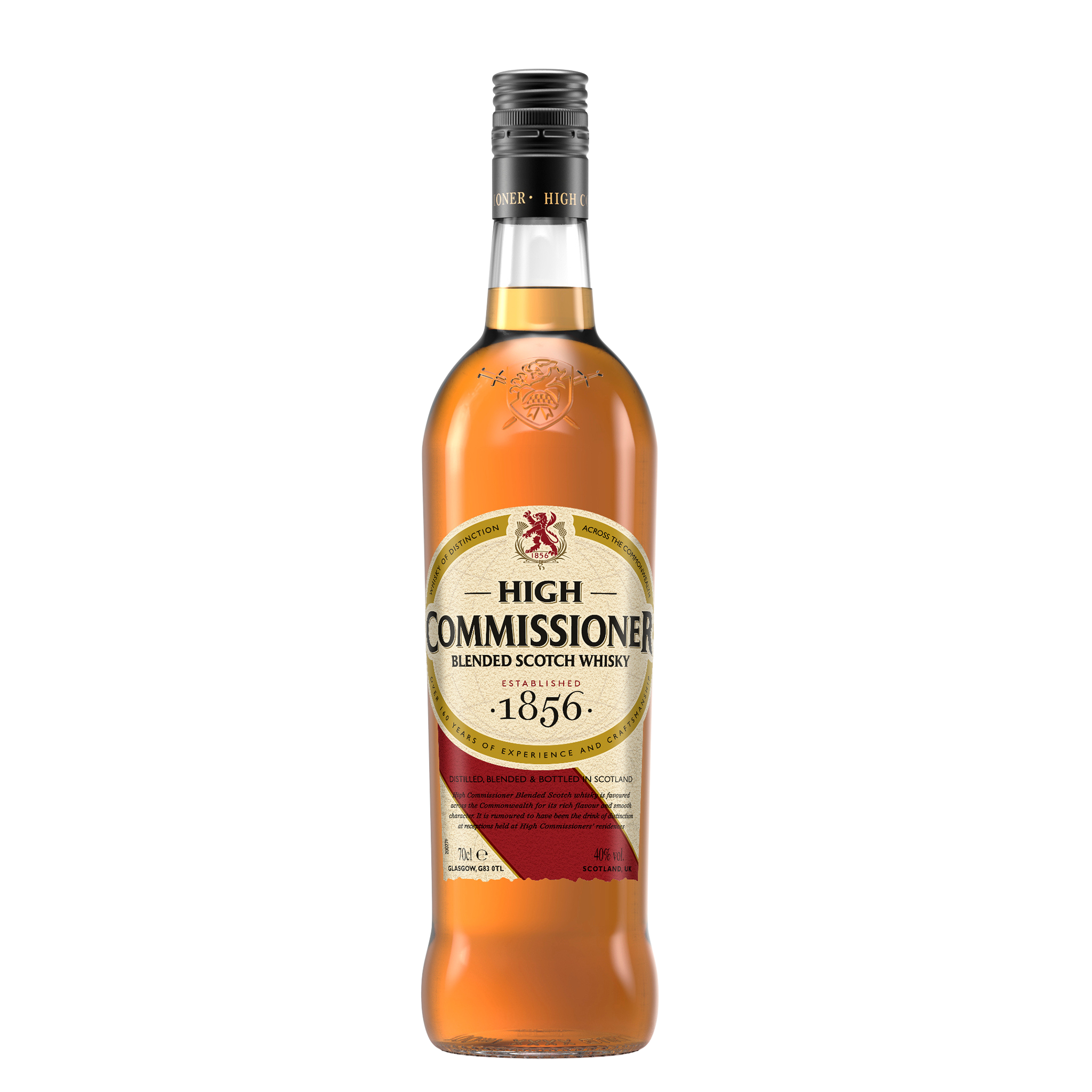 High Commissioner blended Scotch whisky bottle on a white background